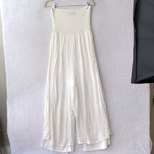 Fourteen‎ Twelve Women's White Smocked Sleeveless Boho Flowy Jumpsuit Size M